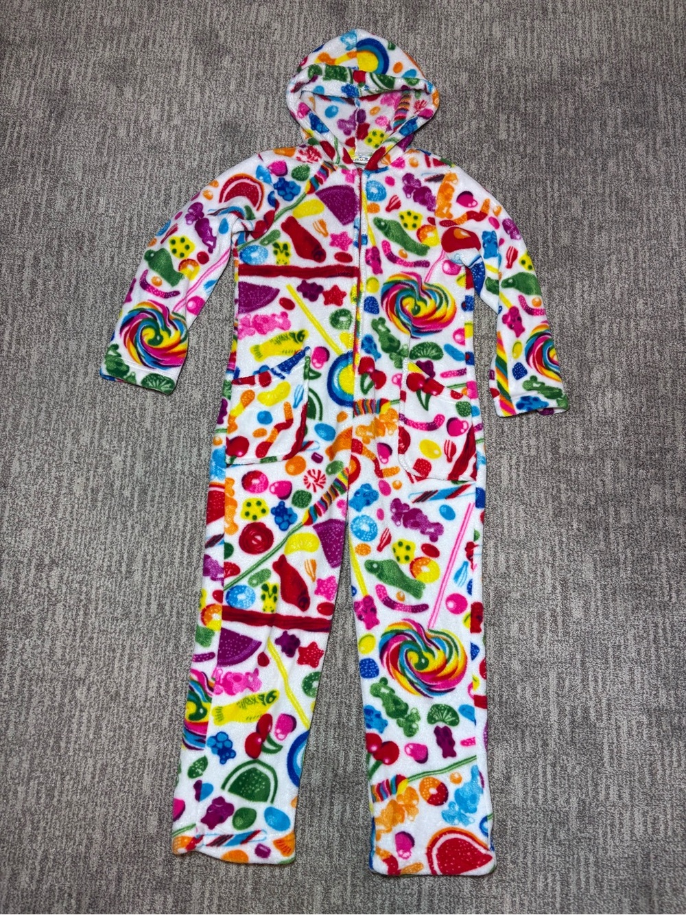 Dylan’s Candy Bar Kids Hooded Candy-Print One-Piece Footie - L/G